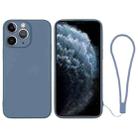 For iPhone 11 Pro Max Silicone Phone Case with Wrist Strap(Grey Blue) - 1