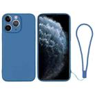For iPhone 11 Pro Max Silicone Phone Case with Wrist Strap(Blue) - 1