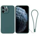 For iPhone 11 Pro Max Silicone Phone Case with Wrist Strap(Deep Green) - 1