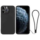 For iPhone 11 Pro Max Silicone Phone Case with Wrist Strap(Black) - 1