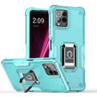 For T-Mobile REVVL 6 Pro 5G Ring Holder Non-slip Shockproof Armor Phone Case(Mint Green) - 1