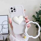 For iPhone 13 Pro Wave Edge Heart Silicone Phone Case with Wristband(White) - 1