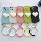For iPhone 12 Wave Edge Heart Silicone Phone Case with Wristband(Pink) - 3