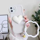 For iPhone 12 Wave Edge Heart Silicone Phone Case with Wristband(White) - 1