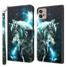 For Motorola Moto G32 3D Painting Pattern TPU + PU Leather Phone Case(Wolf) - 1