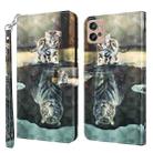 For Motorola Moto G32 3D Painting Pattern TPU + PU Leather Phone Case(Cat Tiger) - 1