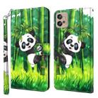 For Motorola Moto G32 3D Painting Pattern TPU + PU Leather Phone Case(Panda Climbing Bamboo) - 1