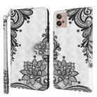 For Motorola Moto G32 3D Painting Pattern TPU + PU Leather Phone Case(Diagonal Black Flower) - 1