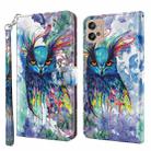 For Motorola Moto G32 3D Painting Pattern TPU + PU Leather Phone Case(Watercolor Owl) - 1