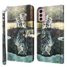 For Motorola Moto G42 3D Painting Pattern TPU + PU Leather Phone Case(Cat Tiger) - 1