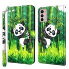 For Motorola Moto G42 3D Painting Pattern TPU + PU Leather Phone Case(Panda Climbing Bamboo) - 1