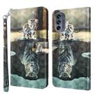 For Motorola Moto G62 3D Painting Pattern TPU + PU Leather Phone Case(Cat Tiger) - 1