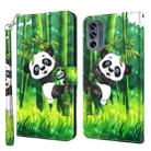 For Motorola Moto G62 3D Painting Pattern TPU + PU Leather Phone Case(Panda Climbing Bamboo) - 1