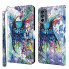 For Motorola Moto G62 3D Painting Pattern TPU + PU Leather Phone Case(Watercolor Owl) - 1