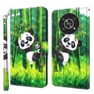 For Honor Magic4 Lite 4G/5G 3D Painting Pattern TPU + PU Leather Phone Case(Panda Climbing Bamboo) - 1