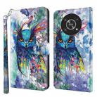 For Honor Magic4 Lite 4G/5G 3D Painting Pattern TPU + PU Leather Phone Case(Watercolor Owl) - 1