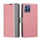 For Motorola Edge S30 Pro 5G / Edge 30 Fusion Twill Texture Side Buckle Leather Phone Case(Pink) - 1