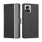 For Motorola Edge X30 Pro 5G / Edge 30 Ultra Twill Texture Side Buckle Leather Phone Case(Black) - 1