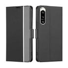 For Sony Xperia 5 IV Twill Texture Side Buckle Leather Phone Case(Black) - 1
