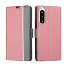 For Sony Xperia 5 IV Twill Texture Side Buckle Leather Phone Case(Pink) - 1