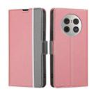 For Huawei Mate 50 Pro Twill Texture Side Buckle Leather Phone Case(Pink) - 1