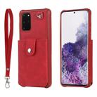 For Galaxy S20 Plus Shockproof Protective Case with Mirror & Card Slot & Short Lanyard(Red) - 1