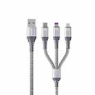 WEKOME WDC-170 Raython Series 6A 3 in 1 USB to 8 Pin+Type-C+Micro USB Fast Charge Data Cable Length: 1.2m(Silver) - 1