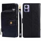 For Motorola Edge 30 Neo Zipper Bag Flip Leather Phone Case(Black) - 1