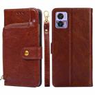 For Motorola Edge 30 Neo Zipper Bag Flip Leather Phone Case(Brown) - 1