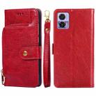 For Motorola Edge 30 Neo Zipper Bag Flip Leather Phone Case(Red) - 1