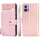 For Motorola Edge 30 Neo Zipper Bag Flip Leather Phone Case(Rose Gold) - 1