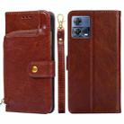 For Motorola Edge S30 Pro 5G / Edge 30 Fusion Zipper Bag Flip Leather Phone Case(Brown) - 1