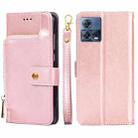 For Motorola Edge S30 Pro 5G / Edge 30 Fusion Zipper Bag Flip Leather Phone Case(Rose Gold) - 1