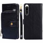 For Sony Xperia 5 IV Zipper Bag Flip Leather Phone Case(Black) - 1