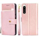 For Sony Xperia 5 IV Zipper Bag Flip Leather Phone Case(Rose Gold) - 1