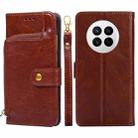 For Huawei Mate 50 Zipper Bag Flip Leather Phone Case(Brown) - 1