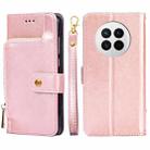 For Huawei Mate 50 Zipper Bag Flip Leather Phone Case(Rose Gold) - 1