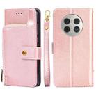 For Huawei Mate 50 Pro Zipper Bag Flip Leather Phone Case(Rose Gold) - 1