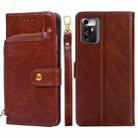 For ZTE Blade A72 5G Zipper Bag Flip Leather Phone Case(Brown) - 1