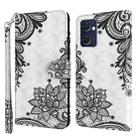 For OPPO Reno7 5G/Find X5 Lite 3D Painting Pattern TPU + PU Leather Phone Case(Diagonal Black Flower) - 1