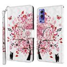 For vivo Y72 5G 3D Painting Pattern TPU + PU Leather Phone Case(Cat Under The Tree) - 1