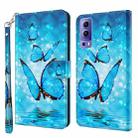 For vivo Y72 5G 3D Painting Pattern TPU + PU Leather Phone Case(Three Butterflies) - 1