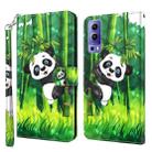 For vivo Y72 5G 3D Painting Pattern TPU + PU Leather Phone Case(Panda Climbing Bamboo) - 1