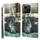 For Xiaomi Redmi 10A 3D Painting Pattern TPU + PU Leather Phone Case(Cat Tiger) - 1