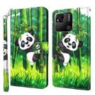 For Xiaomi Redmi 10A 3D Painting Pattern TPU + PU Leather Phone Case(Panda Climbing Bamboo) - 1
