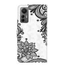 For Xiaomi 12 Lite 4G/5G 3D Painting Pattern TPU + PU Leather Phone Case(Diagonal Black Flower) - 3