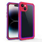 For iPhone 14 Plus Acrylic + TPU Shockproof Phone Case(Blue Purple + Rose Red) - 1