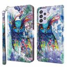 For Samsung Galaxy A23 4G/5G 3D Painting Pattern TPU + PU Leather Phone Case(Watercolor Owl) - 1