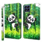 For Samsung Galaxy M33 3D Painting Pattern TPU + PU Leather Phone Case(Panda Climbing Bamboo) - 1