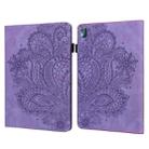 For Nokia T10 Peacock Embossed Pattern Leather Tablet Case(Purple) - 1